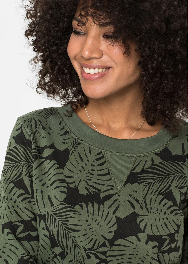 Sweatjurk met print • donkerolijfgroen-zwart gedessineerd • product-page.page-title-suffix