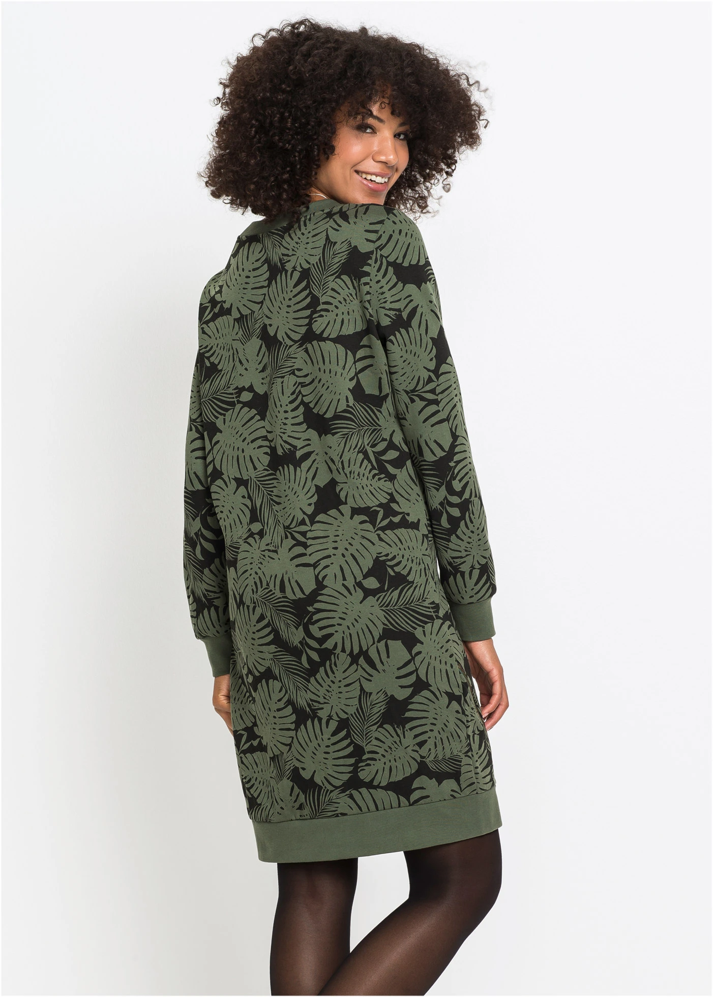 Mikinové šaty s potiskem • tmavě olivovo-černá s potiskem • bonprix obchod