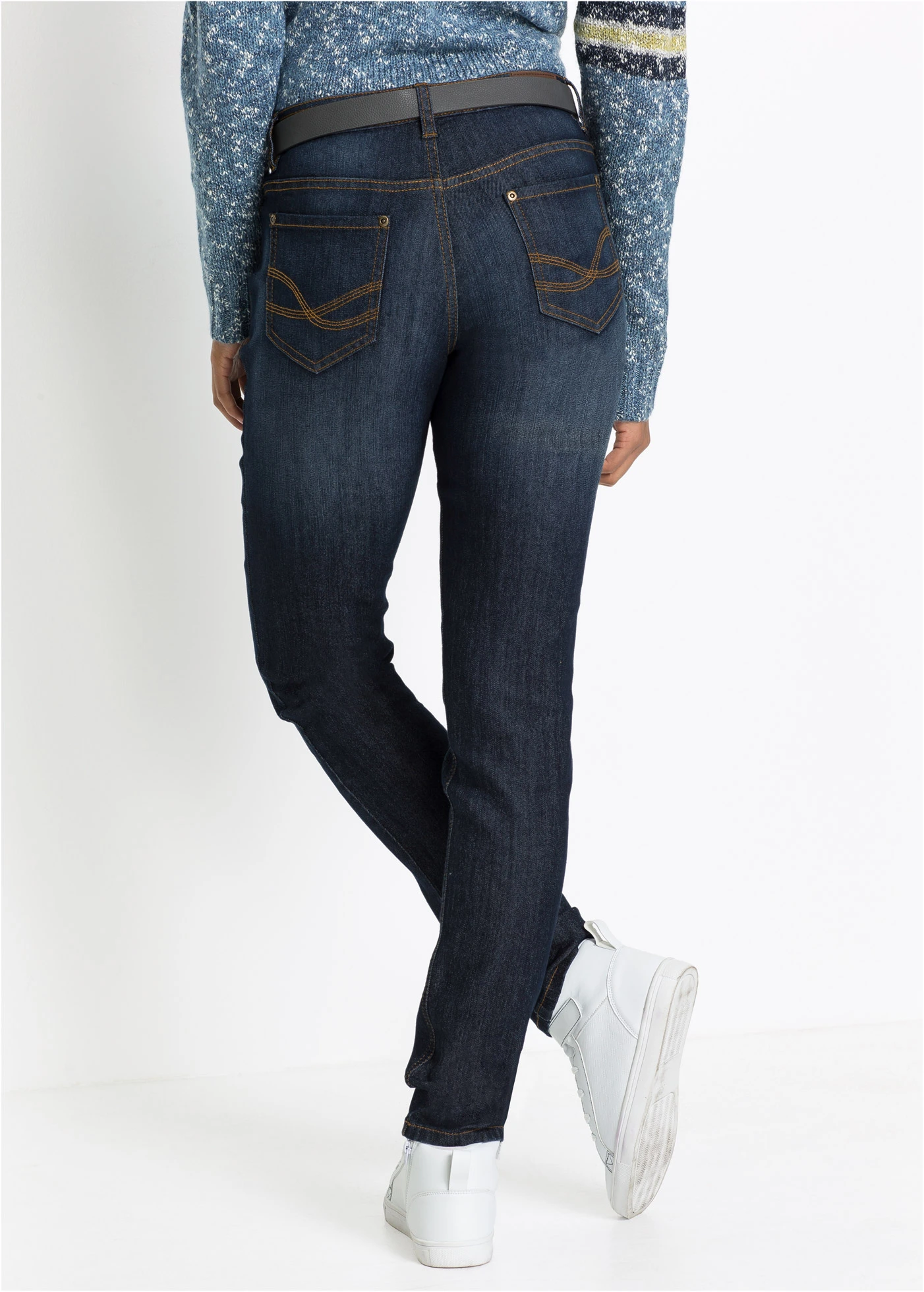 Jean Mom extensible et confortable, taille mi-haute • bleu foncé used • Boutique bonprix