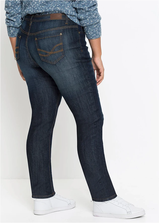 Comfort stretch mom jeans, mid waist, Kleur: donkerblauw used