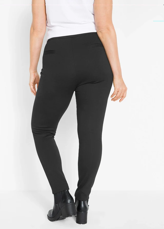 Legging confortable en Punto di Roma, Couleur: noir