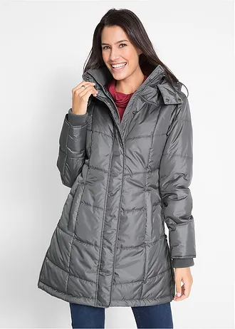 Doudoune longue à col montant et capuche • gris fumé • Boutique bonprix