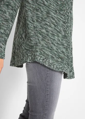 Pončo-svetr s dlouhým rukávem • tmavě zelený melír • bonprix obchod