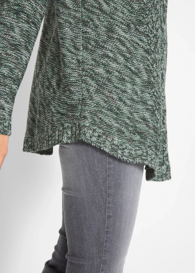 Lange poncho trui, lange mouw • diepgroen gemêleerd • bonprix online shop