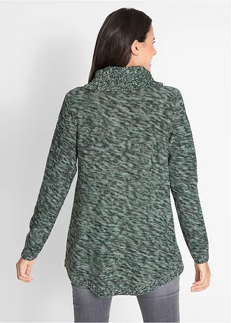 Pončo-svetr s dlouhým rukávem • tmavě zelený melír • bonprix obchod