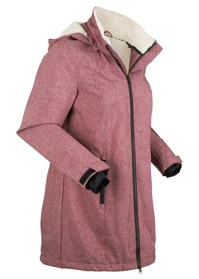 Jachetă lungă și impermeabilă, funcțională cu căptușeală teddy-fleece