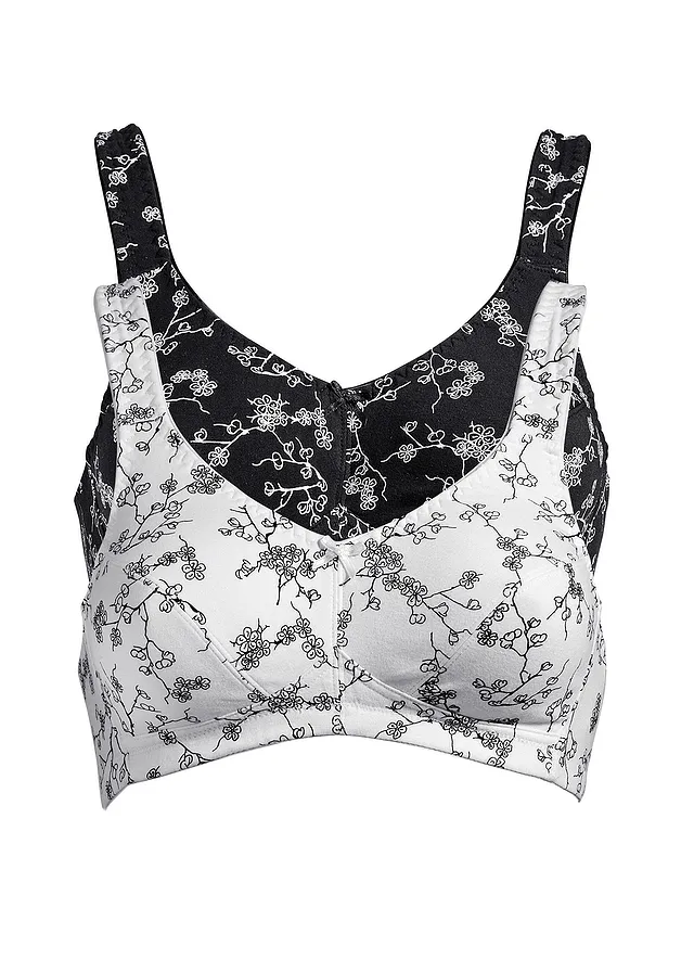 Sutien fără armătură cu bumbac organic moale (set/2 buc.)