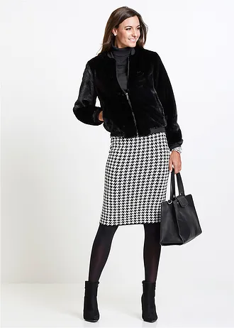 Pletená sukně • černá  / světle krémová kostkované • bonprix obchod