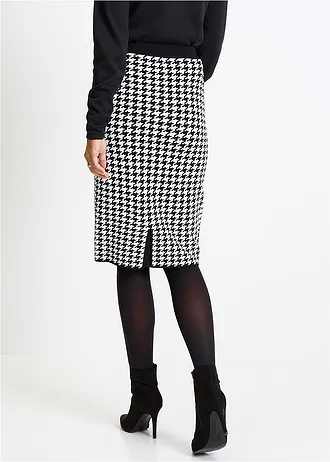 Pletená sukně • černá  / světle krémová kostkované • bonprix obchod