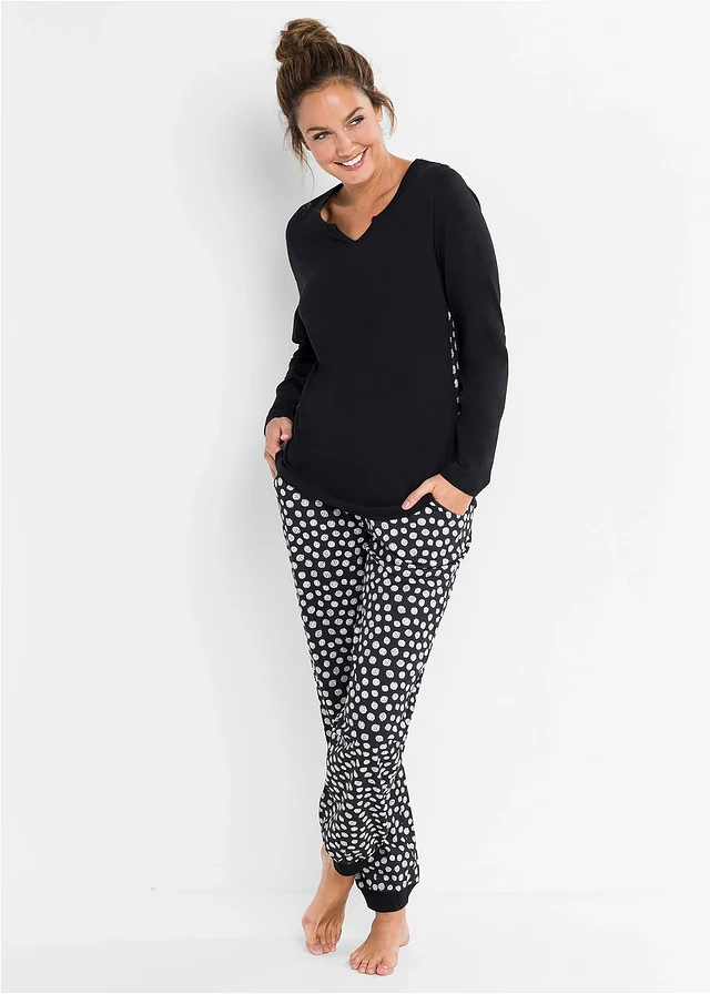 Pyjama (2-dlg.), Kleur: zwart/wit gedessineerd