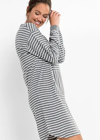 Nočná košeľa s bio bavlnou • sivá melírovaná-biela vlna pásikovaná • obchod bonprix