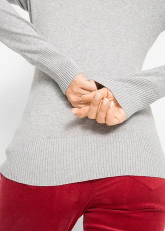 Svetr z jemné pleteniny • světle šedý melír • bonprix obchod