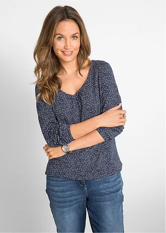 Triko z čisté organické bavlny, barva: tmavě modrá s potiskem