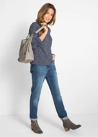 Triko z čisté organické bavlny, barva: tmavě modrá s potiskem