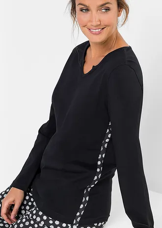 Pijama din bumbac organic 100% • negru/alb cu model • magazin bonprix