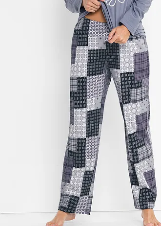 Pijama din bumbac organic 100% • albastru mat cu imprimeu • magazin bonprix