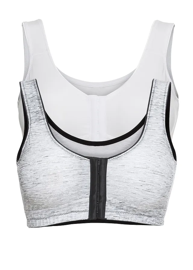 Set de 2 sutien încheiere frontală, fără arcuri, cu bumbac organic