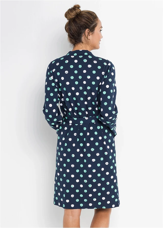 Peignoir en coton • bleu foncé pois • product-page.page-title-suffix