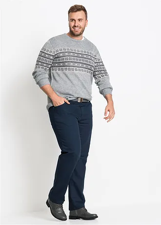 Regular Fit thermo-sztreccsnadrág, puha flanel béléssel, Straight, szín: sötétkék