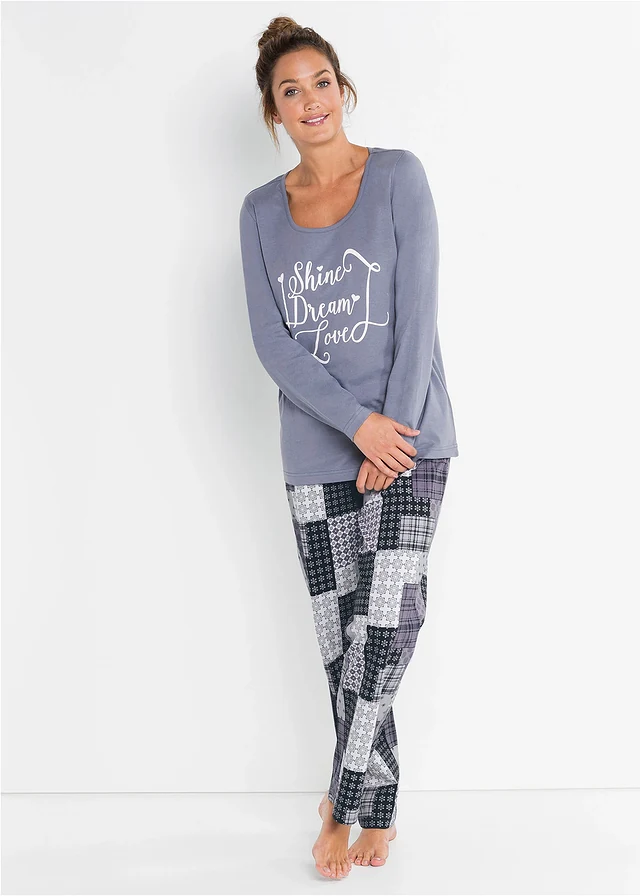 Pyjama 100% coton • bleu mat imprimé • product-page.page-title-suffix