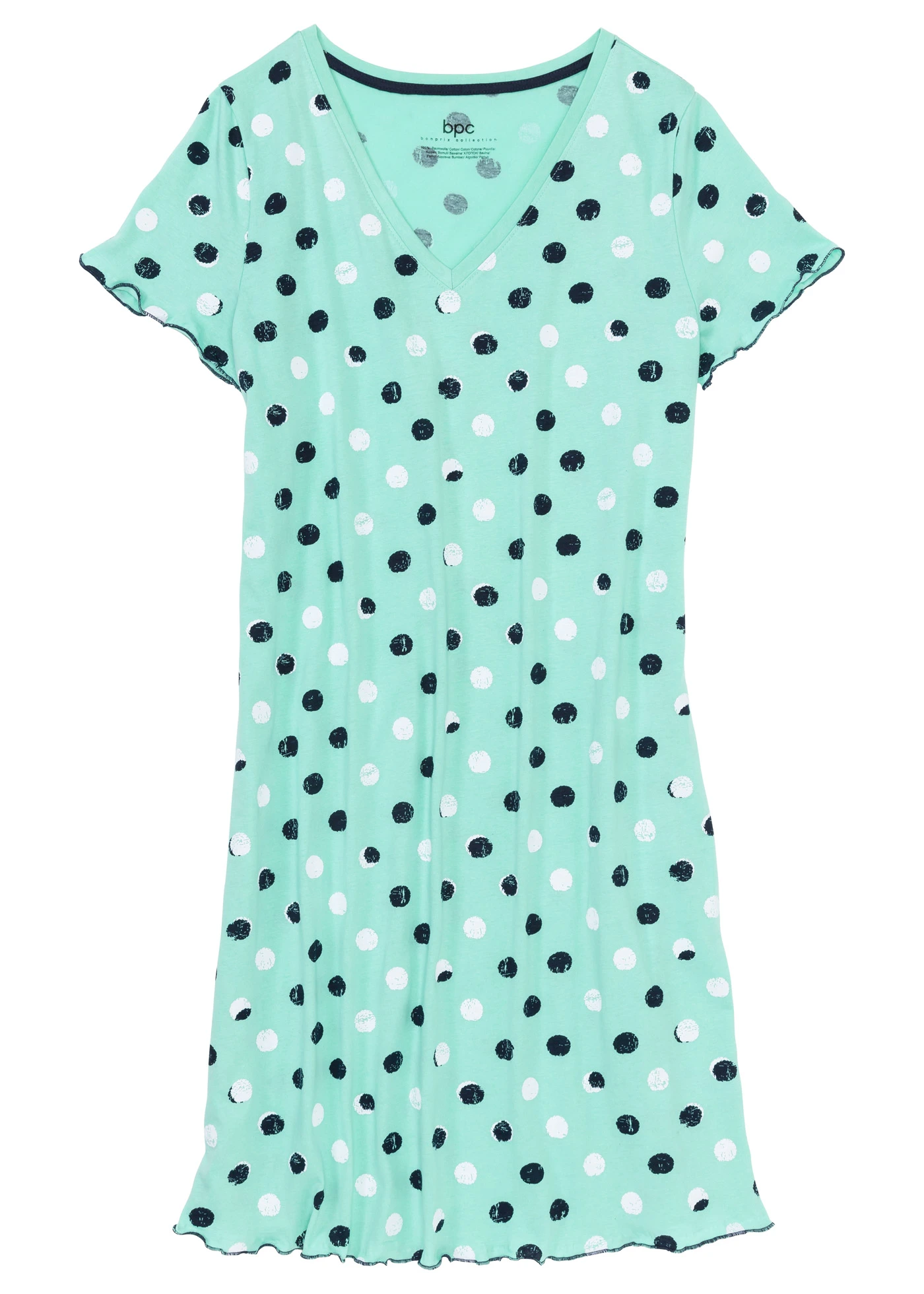 Krátká noční košile z organické bavlny • mentolově modrá s puntíky • bonprix obchod