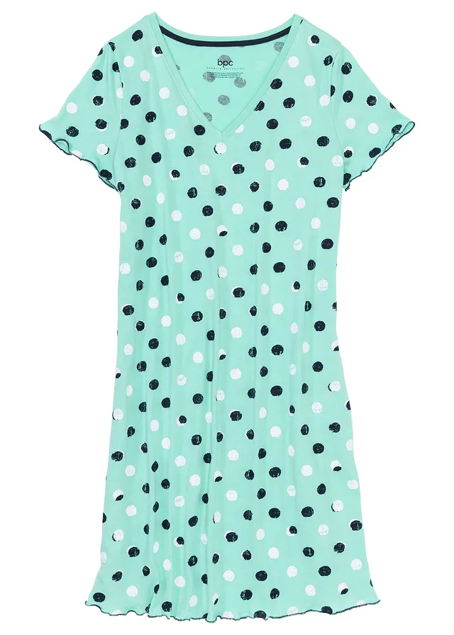 Krátká noční košile z organické bavlny • mentolově modrá s puntíky • bonprix obchod