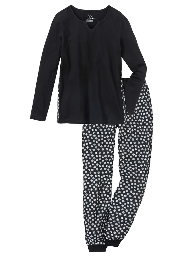 Pyjama (2-dlg.) • zwart/wit gedessineerd • bonprix online shop