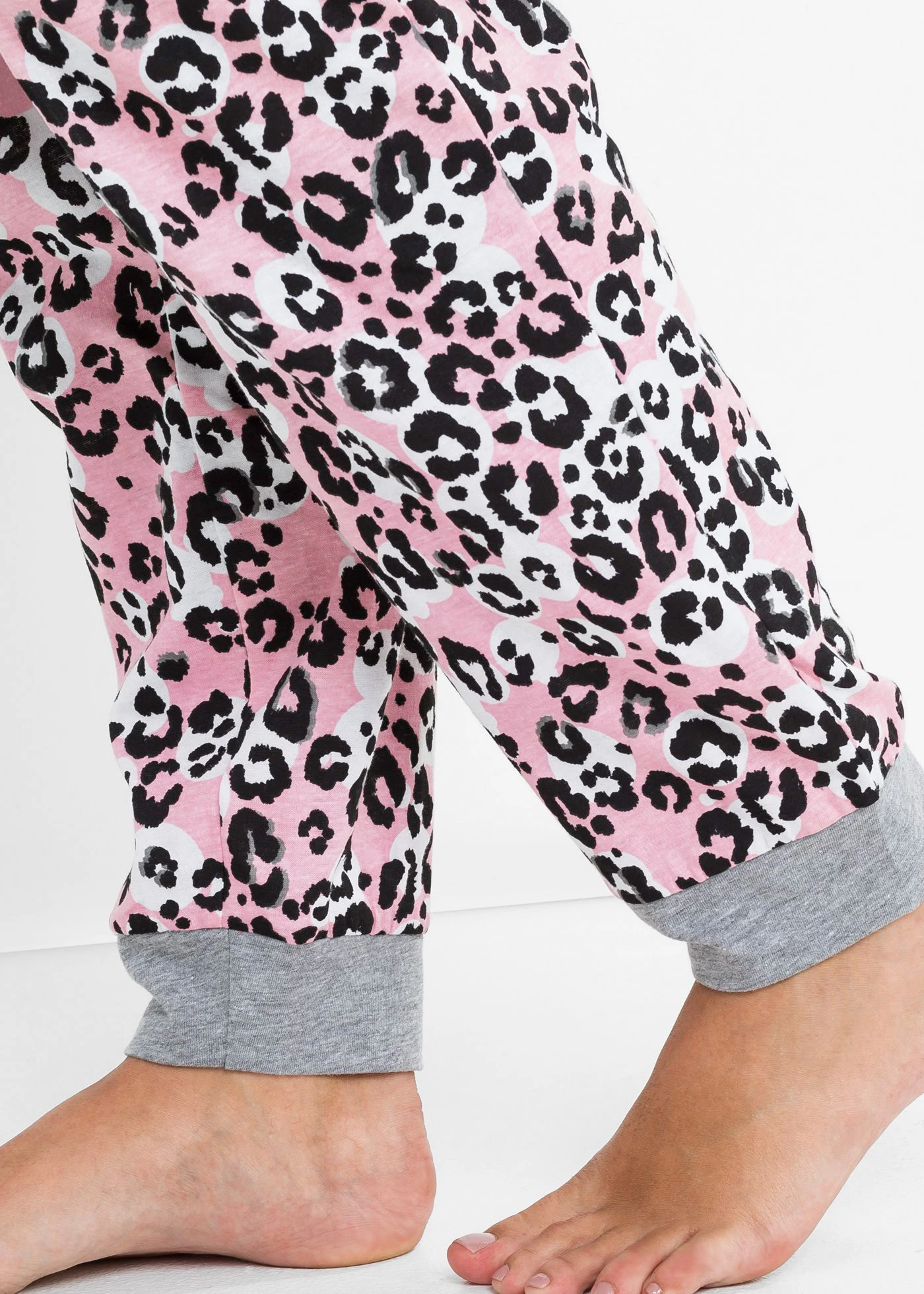 Pyjama met biologisch katoen • grijs gemêleerd-roze poudre gedessineerd • bonprix online shop
