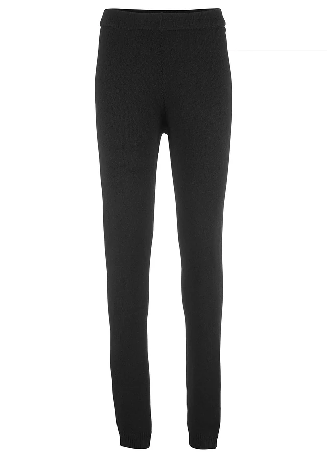 Thermolegging met geribde band, Kleur: zwart