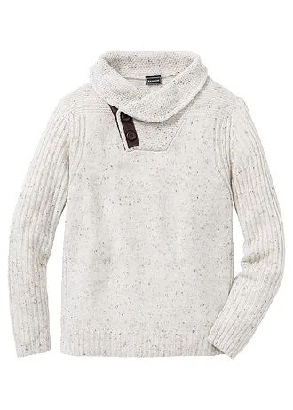 Sweter z szalowym kołnierzem • beżowy • sklep bonprix