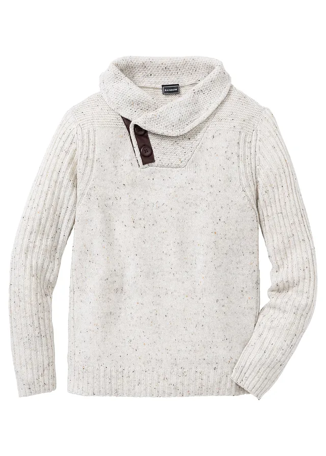 Sweter z szalowym kołnierzem • beżowy • sklep bonprix