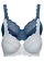 Lot de 2 soutiens-gorge à armatures et dentelle, Couleur: argent mat imprimé + bleu foncé