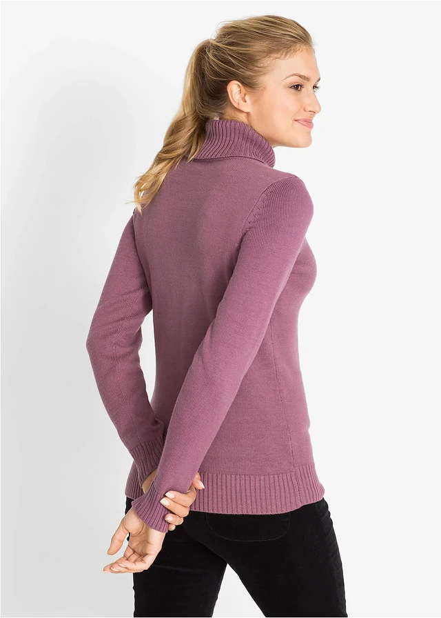 Pull à col roulé, Couleur: violine mat