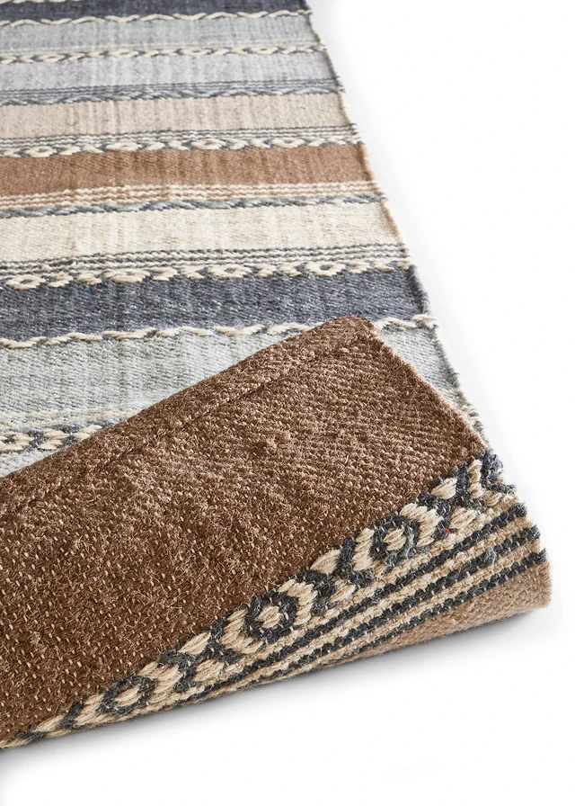 Kelim vloerkleed met strepen in aardetinten • grijs-ecru • bonprix online shop