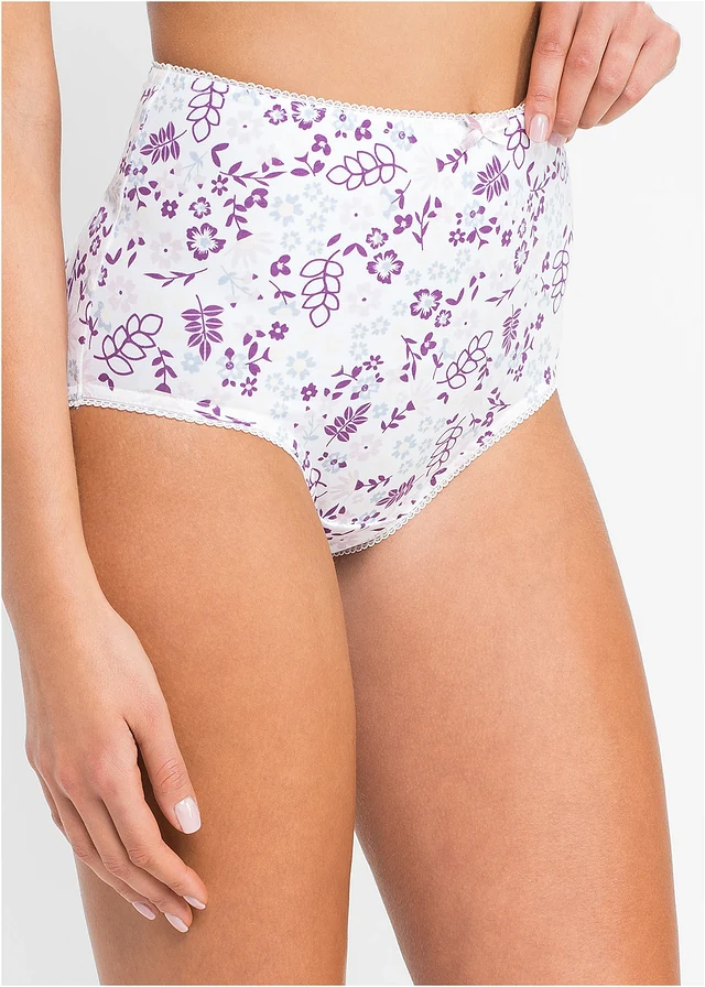 Lot de 5 slips taille haute • imprimé + parme mat + rose mat • product-page.page-title-suffix