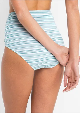 Lot de 6 slips taille haute • turquoise cobalt mat + blanc rayé • Boutique bonprix