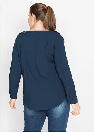Blouse douce en viscose, Couleur: bleu foncé