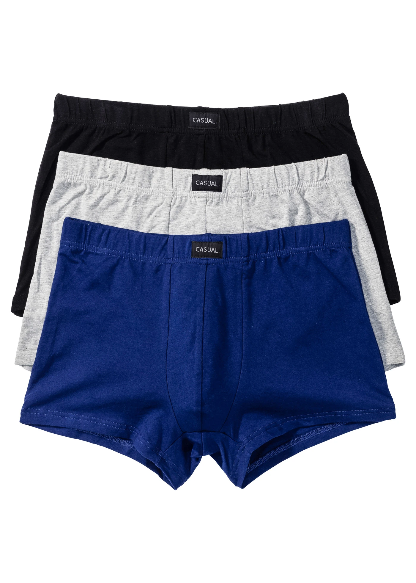 Chilot boxer mulat cu bumbac (set/3 buc.) • gri deschis melanj + negru + albastru întunecat • magazin bonprix