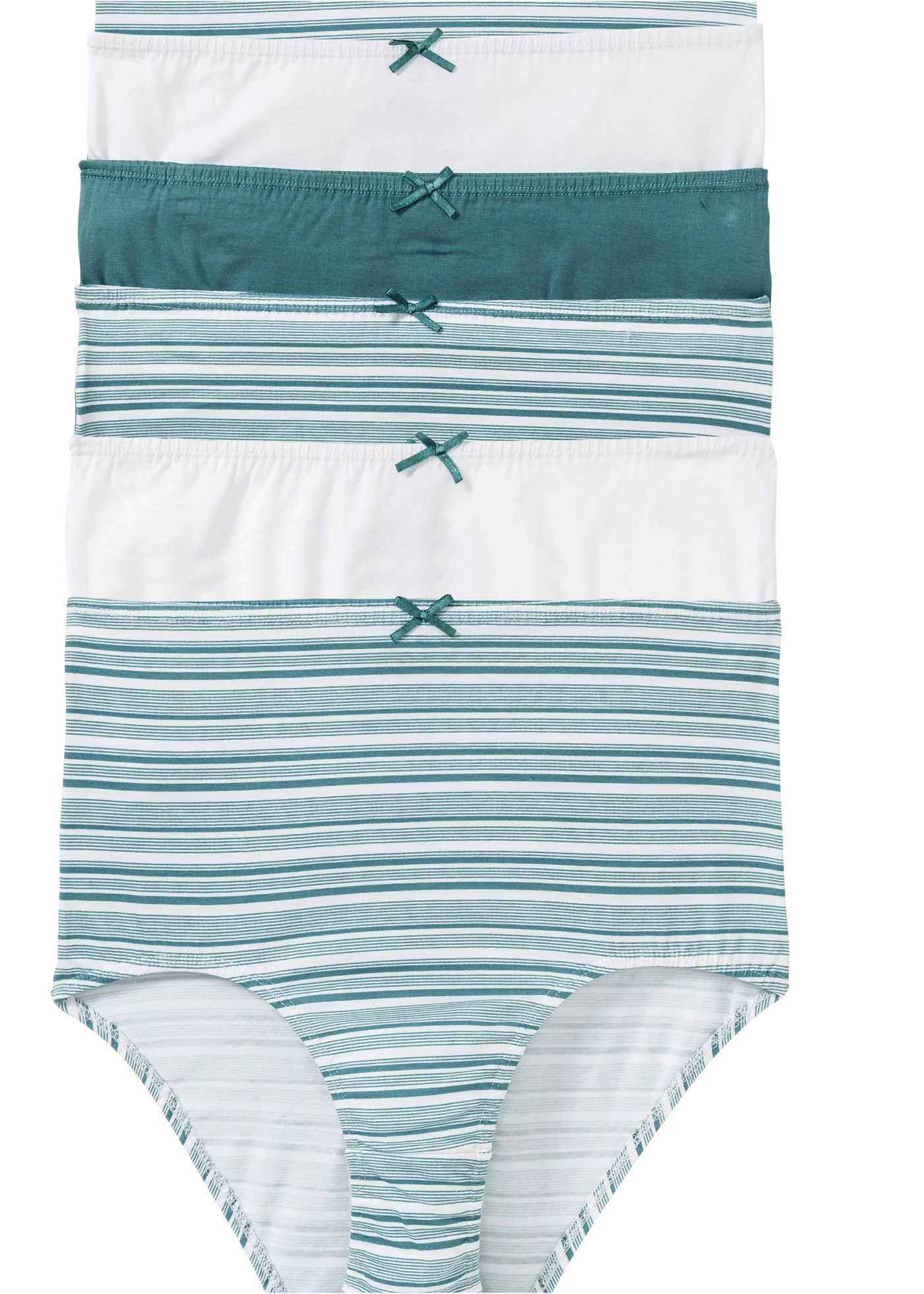 Lot de 6 slips taille haute • turquoise cobalt mat + blanc rayé • Boutique bonprix