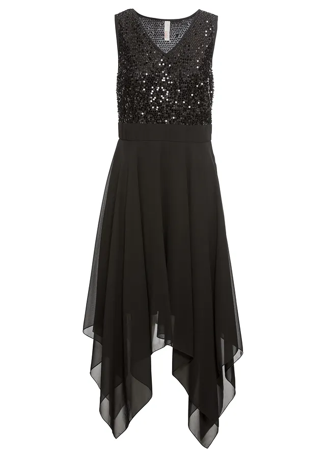 Rochie midi din șifon fin, cu paiete