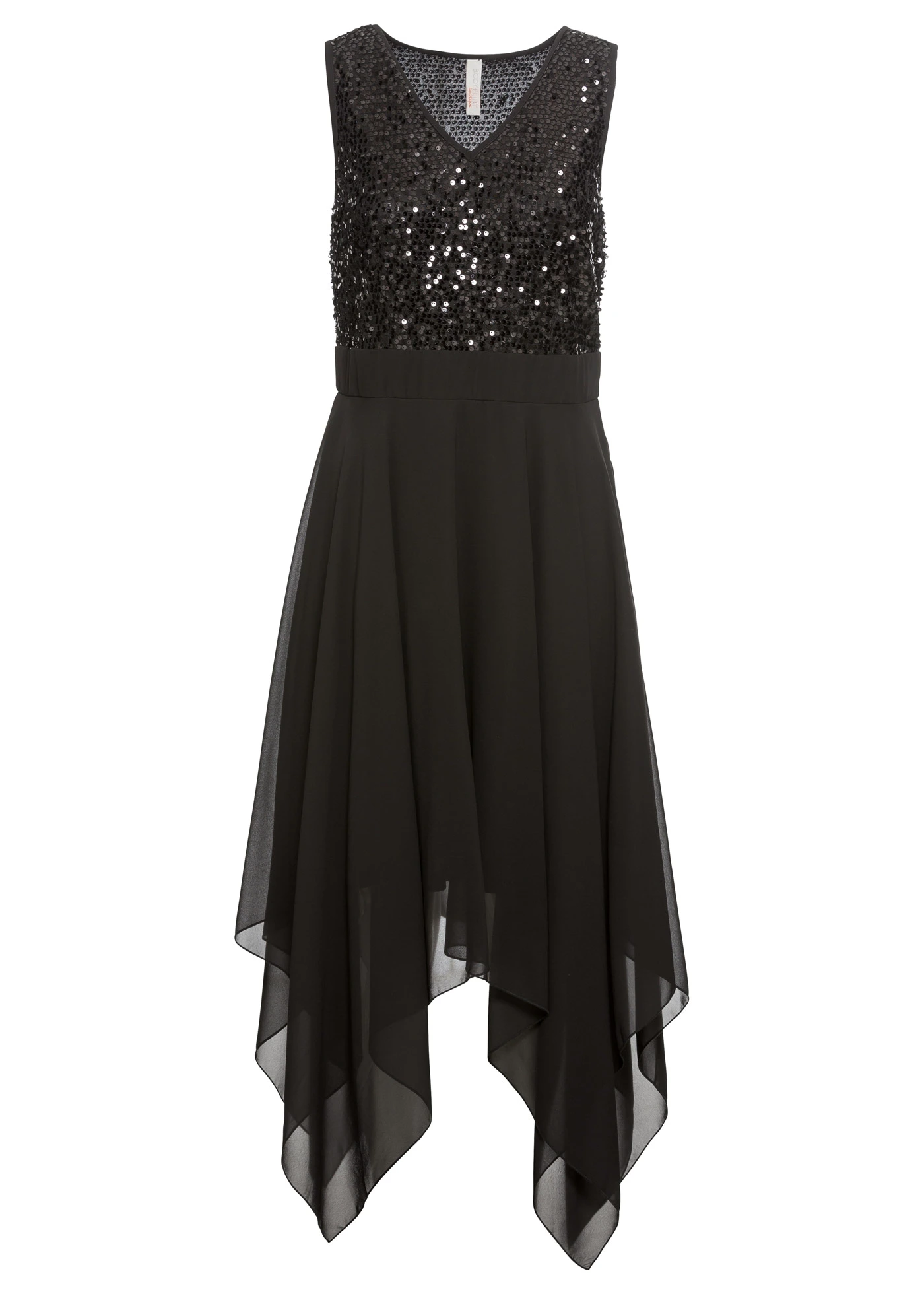 Midi šaty z jemného šifónu s flitry • černá • bonprix obchod