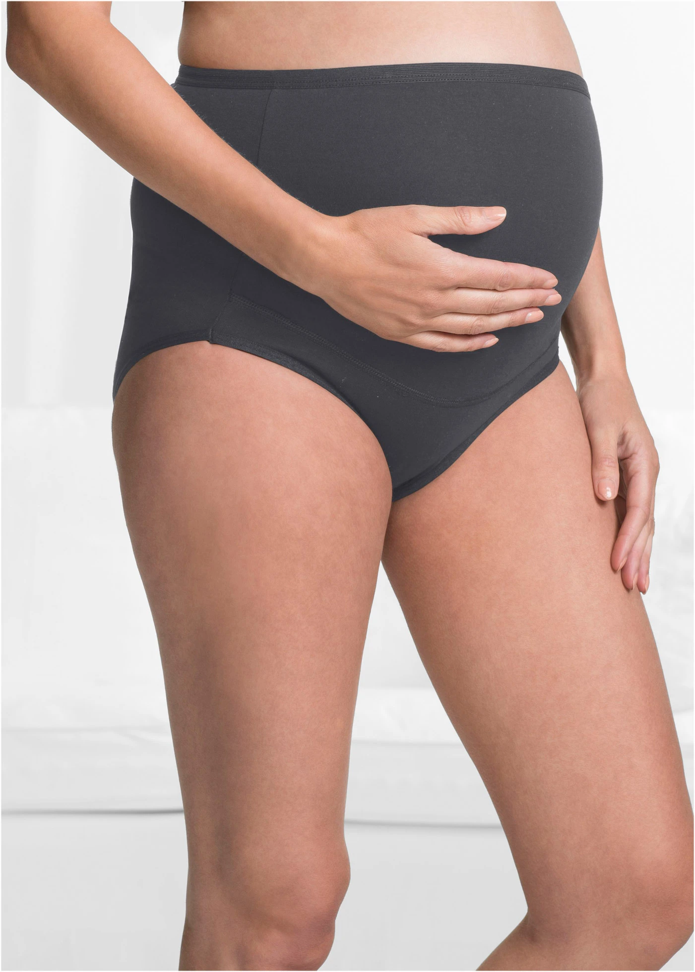 Hoge zwangerschapsslip met biologisch katoen (set van 2) • kiezelbeige+antraciet • bonprix online shop