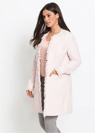 Blazer long en maille bouclée, Couleur: rose clair