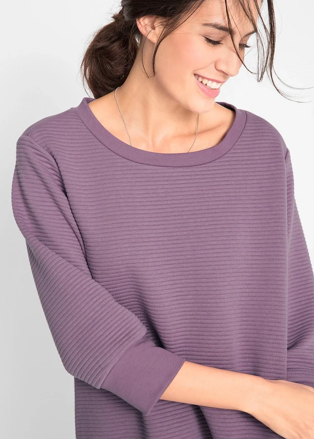 Lange sweater in A-lijn, 3/4 mouw • mat lavendel • product-page.page-title-suffix