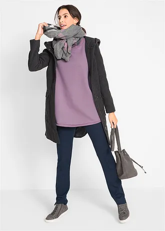 Lange sweater in A-lijn, 3/4 mouw, Kleur: mat lavendel