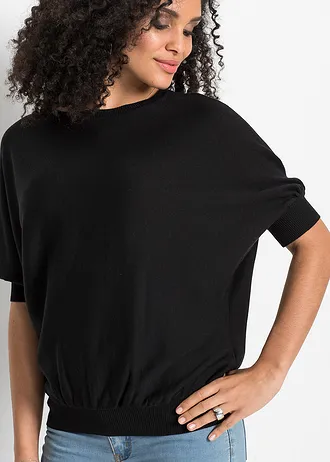 Svetr z jemné pleteniny z bavlněné směsi • černá • bonprix obchod