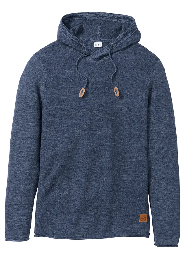 Hoodie van zachte katoenmix • blauw gemêleerd • bonprix online shop