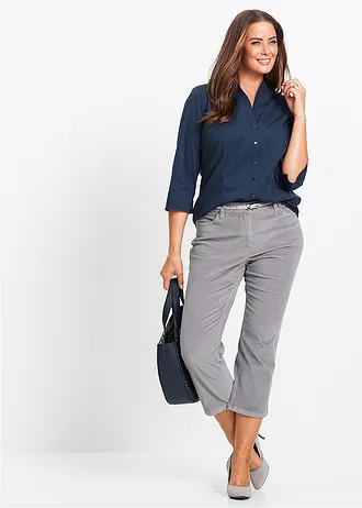 Blouse met opstaande kraag, Kleur: donkerblauw