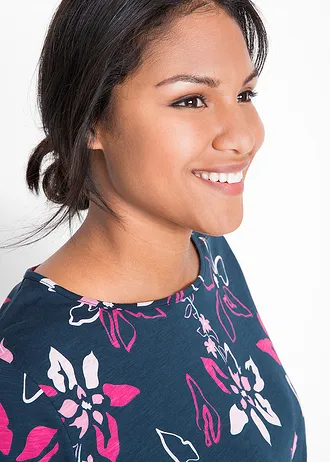 Longsleeve met bloemenprint • donkerblauw gebloemd plus size • bonprix online shop