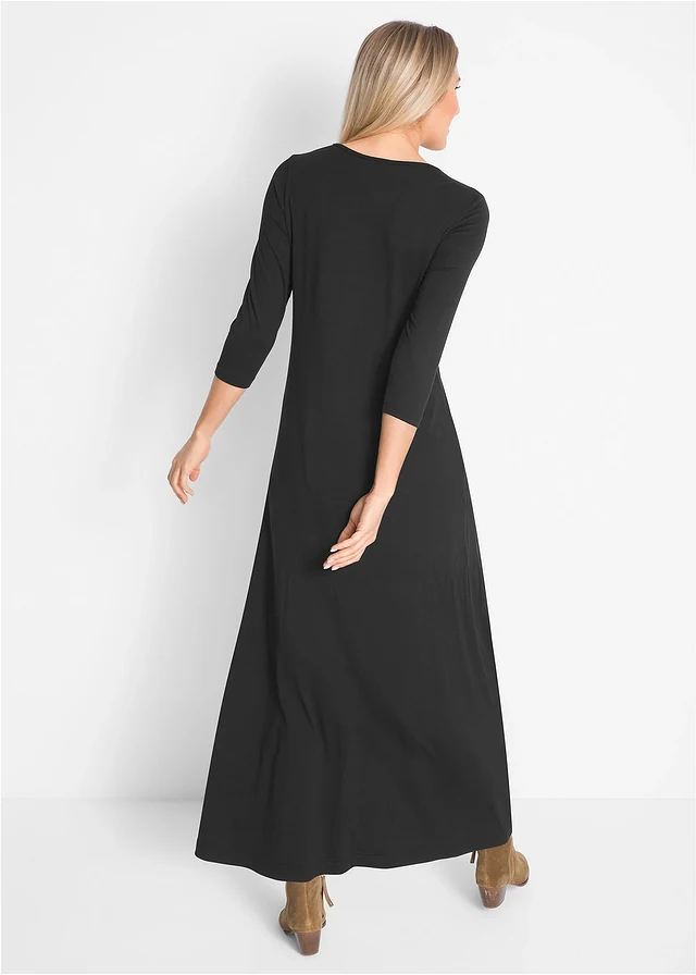 Robe longue en viscose, Couleur: noir